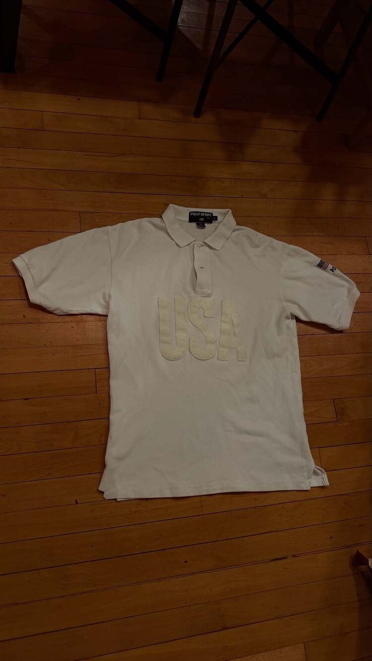 Vintage Polo Sport Ralph Lauren USA Felt Logo Polo Shirt Size Large